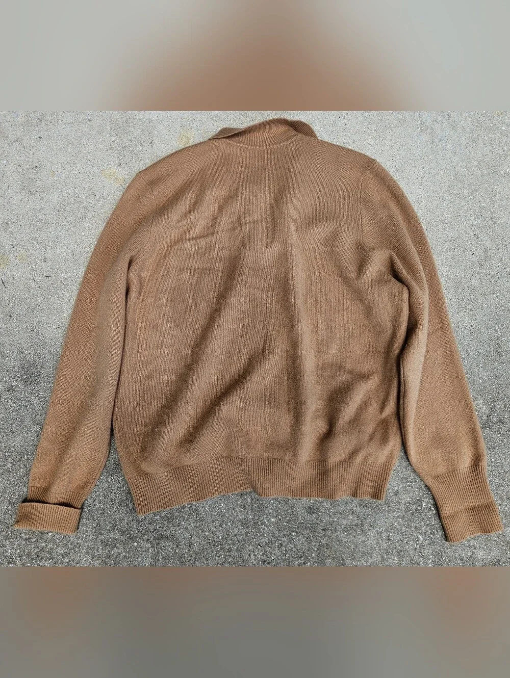 Polo Ralph Lauren Lambswool Sweater Mens XL Beige Italian Yarn Vtg Collared